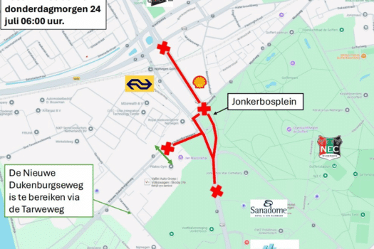 wegwerkzaamheden Neerbosscheweg, Jonkerbosplein en Nieuwe Dukenburgseweg